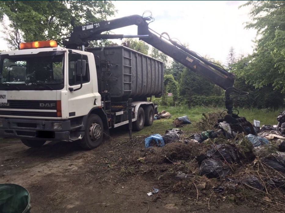 Transport HDS Kontenerem gałęzie korzenie rębak gruz