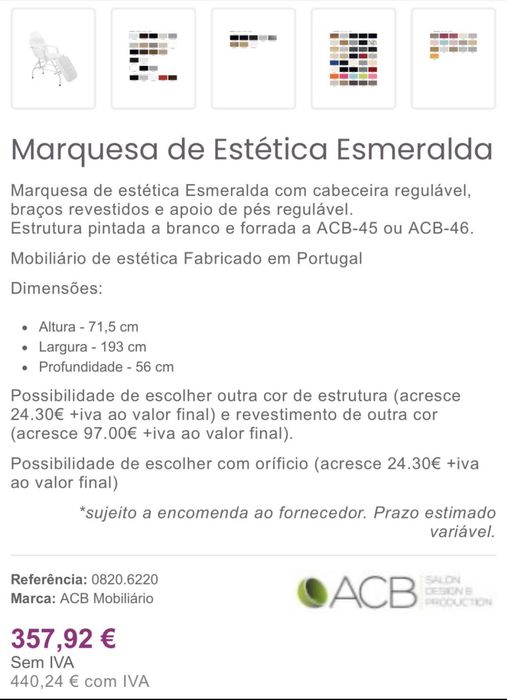 Marquesa branca para estética