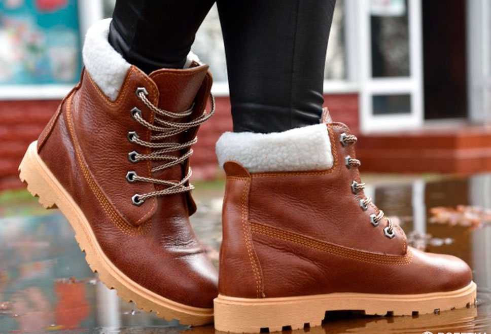 Ботинки з натуральної шкіри хутро мех коричневі хайкери берці Forester