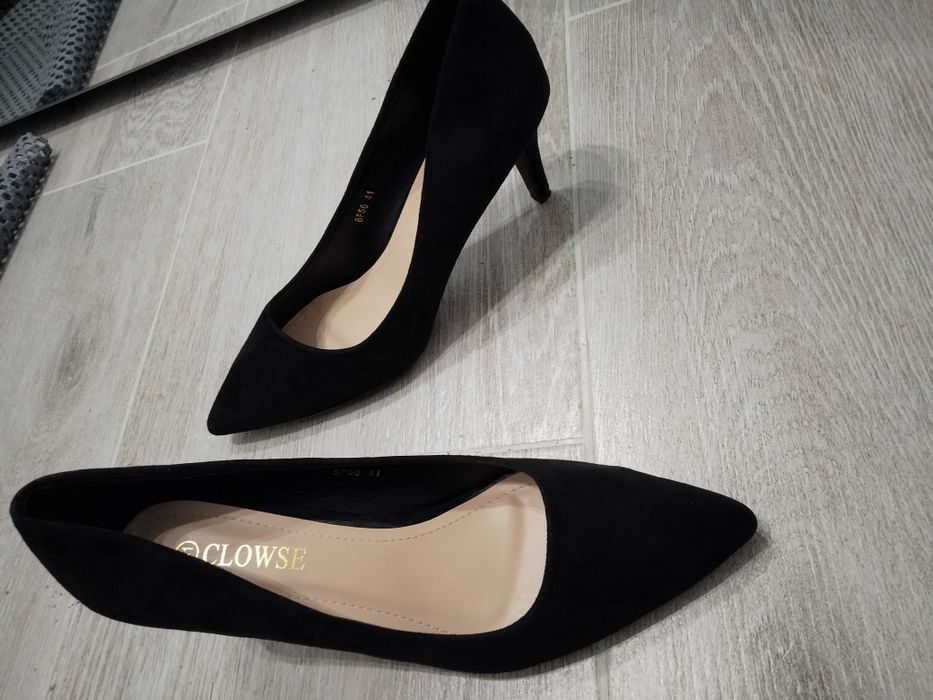 Buty szpilki 40 nowe czarne zamsz