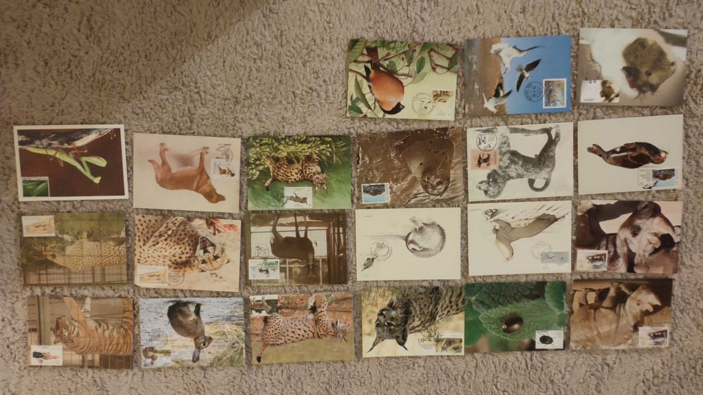 21 postais com selo e carimbo 1º dia - Animais