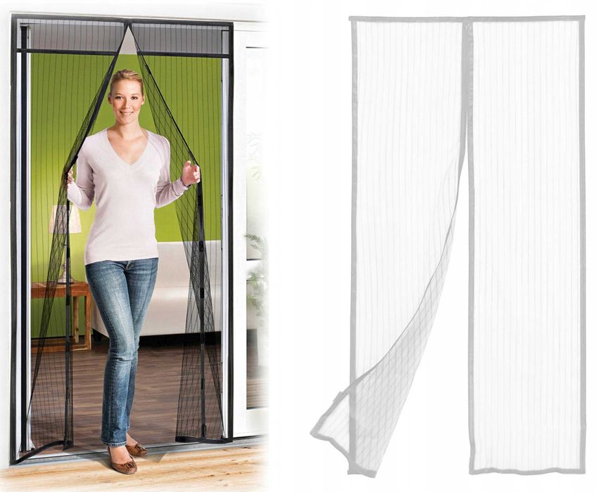 Moskitiera na drzwi z magnesami uniwersalna BIAŁA 80 - 100 x 210 220