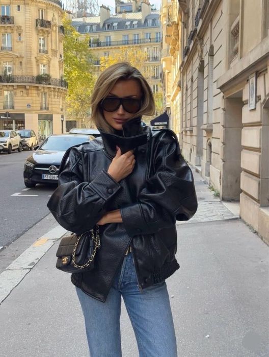 Трендова косуха Zara, кожанка, кожана куртка