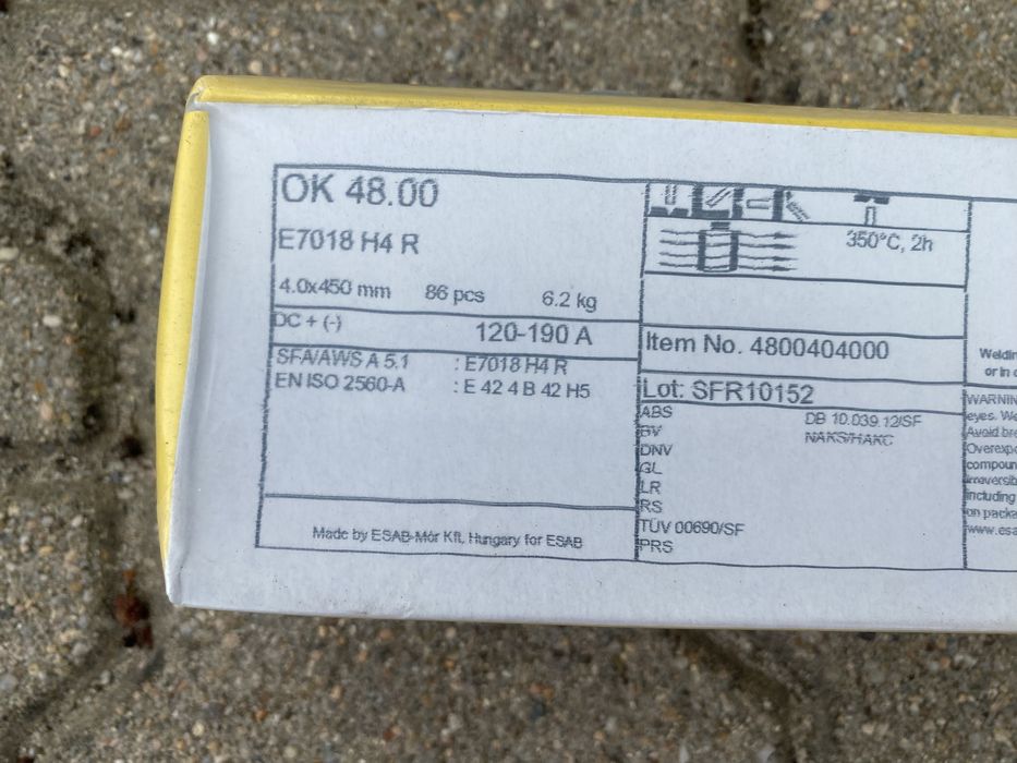Elektrody spawalnicze ESAB OK 48.00 | 4.0 x 450 mm | Paczka 6.2 kg / 86 szt.