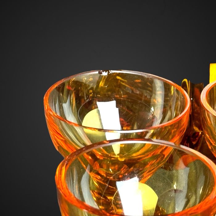 Karafka + kieliszki w stylu moser bohemia bursztynowa art-deco B41/825