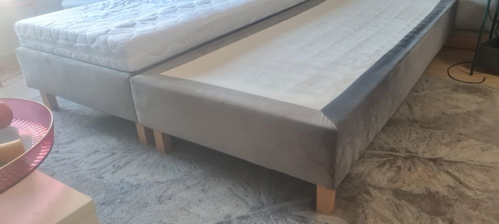 Łóżko tapicerowane 200x180 cm, grafit. Materace gratis.