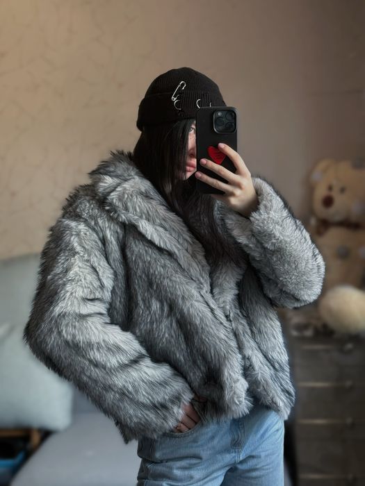 Нова еко шубка , сіра шуба