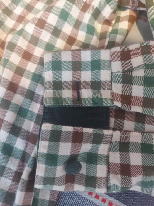 Camisa aos Quadrados Castanho e Verde Garrafa