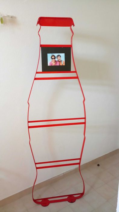 publicidade coca cola escadote madeira banco madeira candeeiro antigo