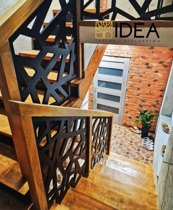SCHODY drewniane, BALUSTRADA AŻUROWA, projekt, montaż, PRODUCENT