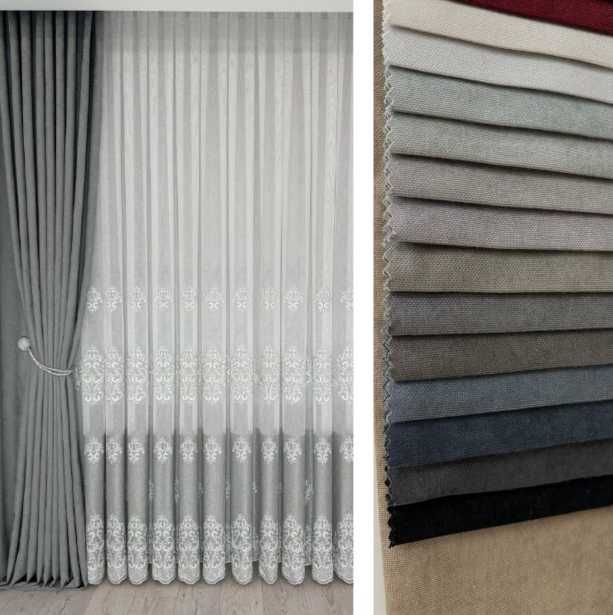 Мікровельвет, блекаут льон, софт мрамор, рогожка, мікровелюр mix штори