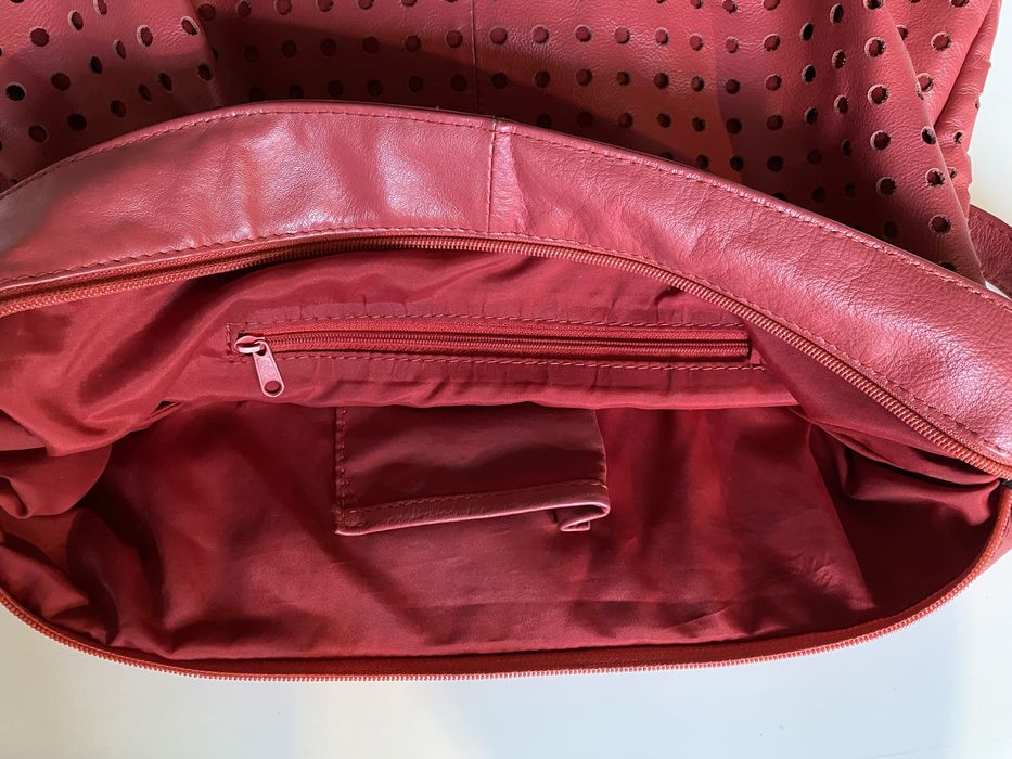 Сумка з натуральної перфорованої шкіри