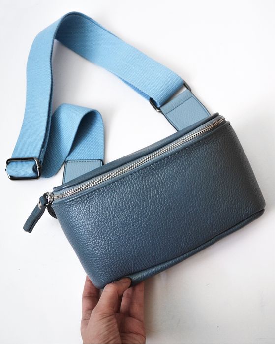 Брендова нова шкіряна сумка через плече бананка GENUINE LEATHER