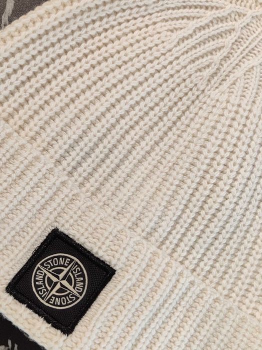 Шапка Stone Island N10B5 Wool-Knit Beanie Hat White SI0112-WT