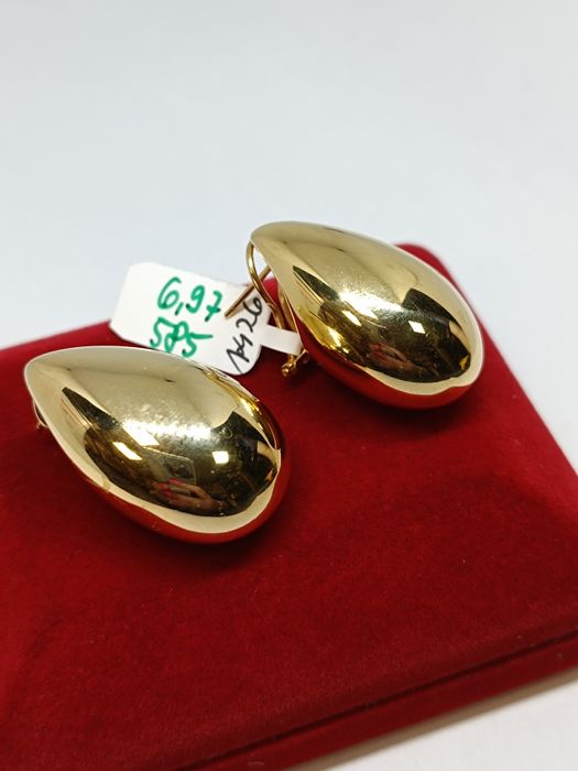 Złote kolczyki łezki krople Bodega, złoto próby 585