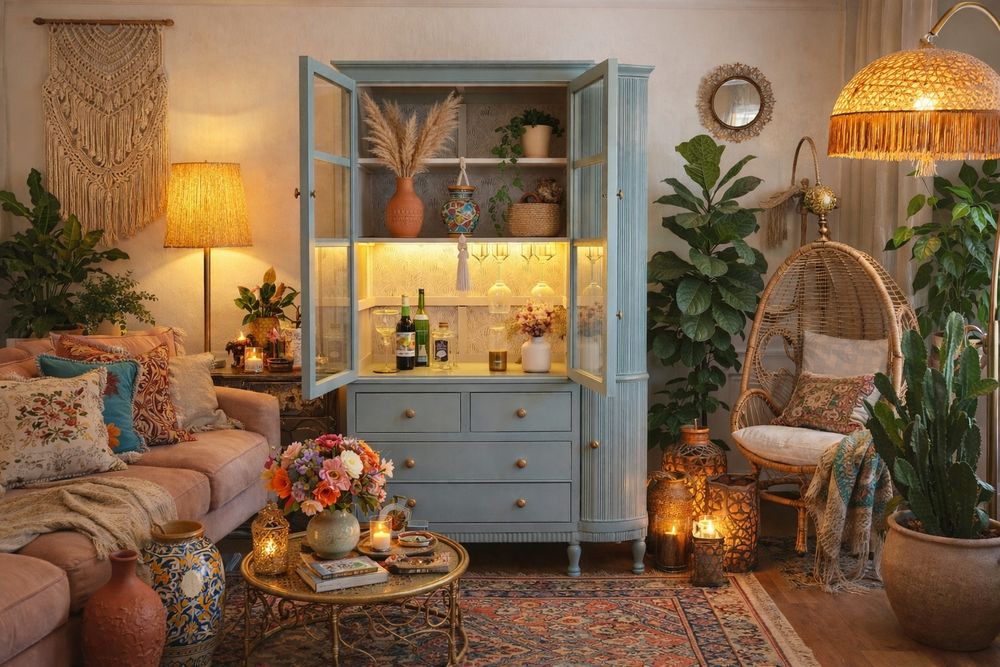 Armário Bar Vintage Anos 1950 – Teca Maciça Tailandesa Restaurado |