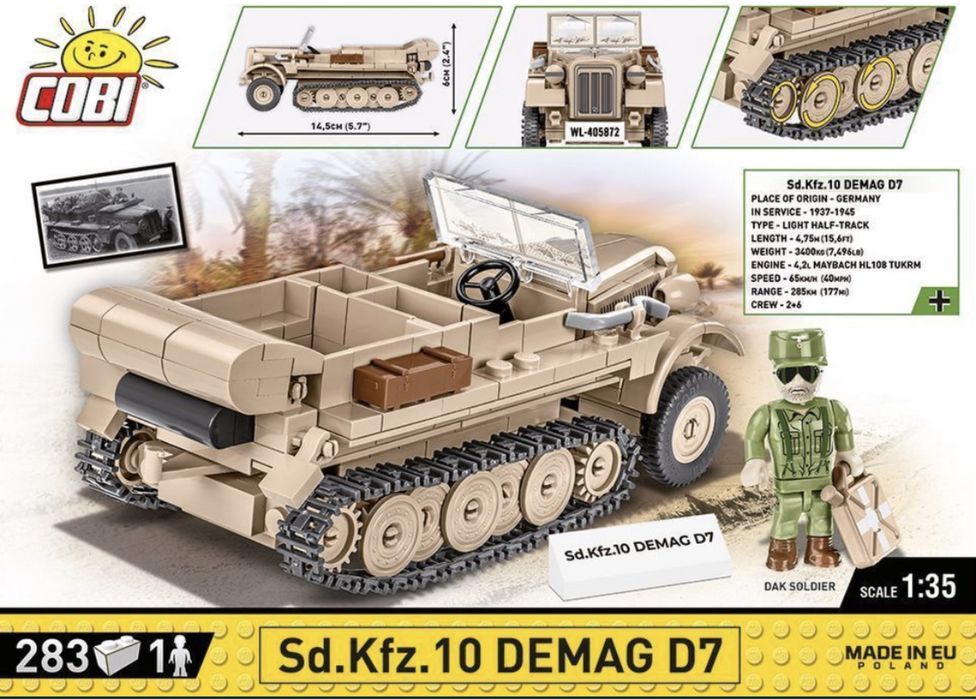 Klocki COBI 2273 CIĄGNIK Artyleryjski SD. KFZ 10 DEMAG D7