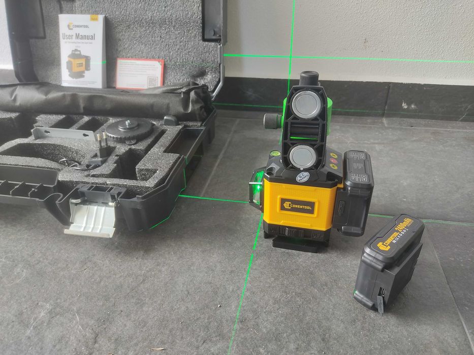 Nível Laser 16 Linhas 4D + 2 Baterias 2800 mah USB C + Tripé 120cm íman autonivelante pladur