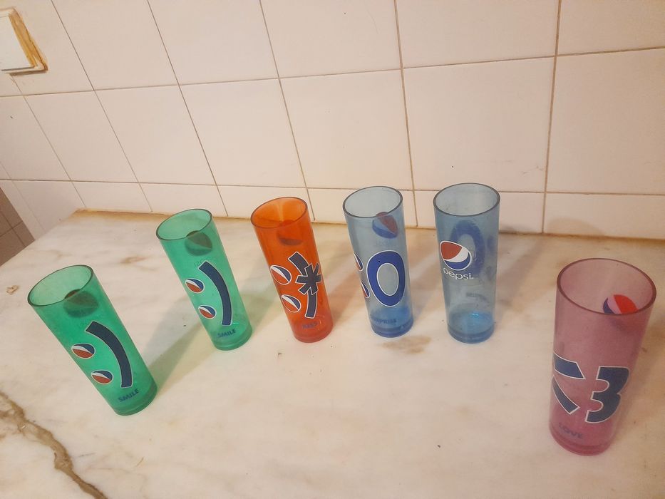 Conjunto de 6 Copos em Plástico Pepsi Vintage