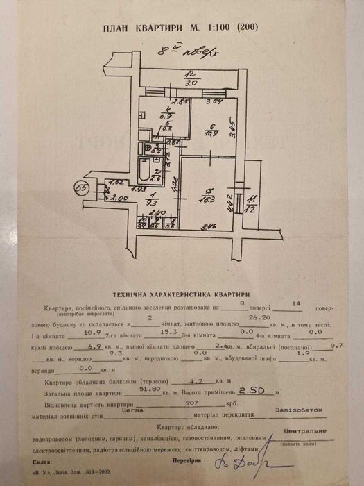 2-кімнатна квартира з ремонтом | Стрийська | Цегляний будинок | 52 м² | 2 балкони