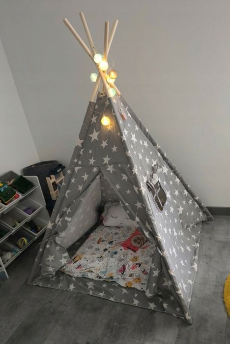 Namiot dla Dzieci z Poduszkami Lampkami i Pokrowcem