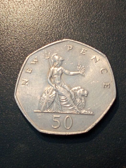 2 moedas 50 New Pence - Elizabeth II Grã-Bretanha, 1969, 1978