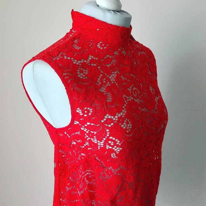 Tunika sukienka koronkowa asymetryczna H&M czerwona rozm. 34 nowa