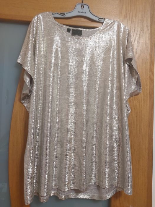 Piękna zlota bluzka połysk r 52 luźna plus size