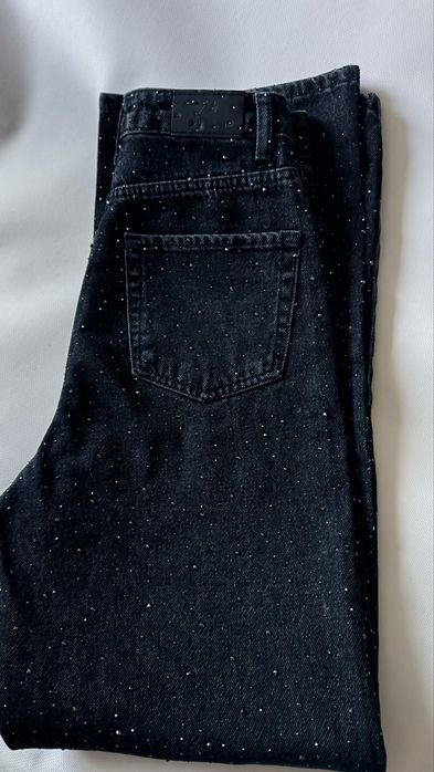 Джинси жіночі wide leg чорні з блискітками S 36 Zeo Basic