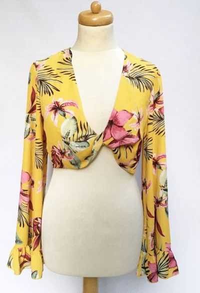 Bluzka Top Kwiaty Żółta L 40 Missguided Krótka