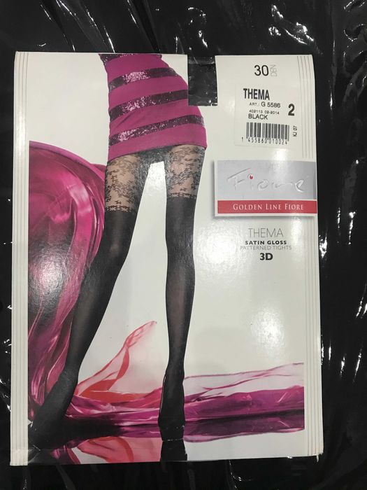 Fiore Thema rajstopy jak pończochy czarne S