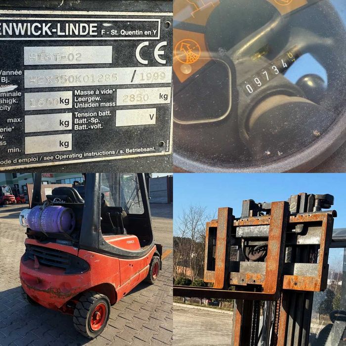 wózek widłowy LINDE H16T-02 1600kg Triplex 4.60m silnik VW LPG przesuw