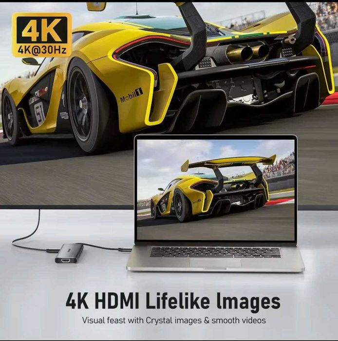 Универсальный USB-C хаб для Mac и ПК с 4K HDMI и быстрой зарядкой 100W