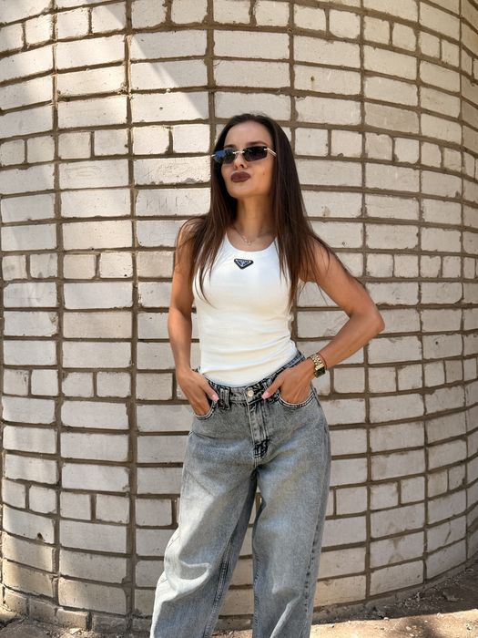 Майка Prada в рубчик біла | XS-S/нова