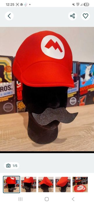 Mario + luigi czapka 2 szt + wąsy 2 szt