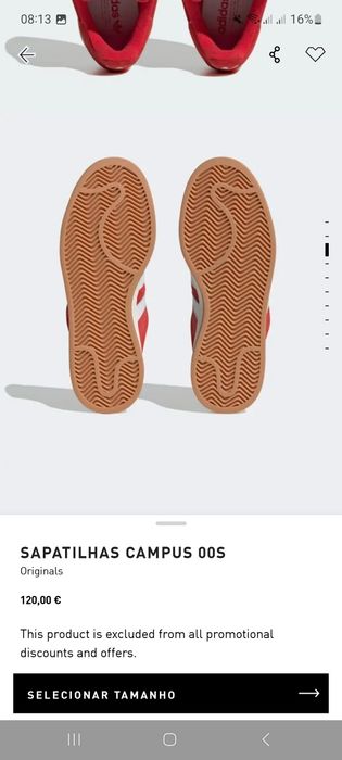 Adidas campus 00 vermelhos