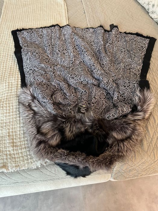 Натуральна шуба з гладкошерстої кози та чорнобурки