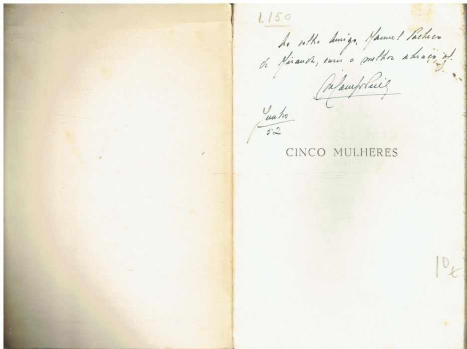 1680 Cinco Mulheres de Manuel de Campos Pereira /Autografado