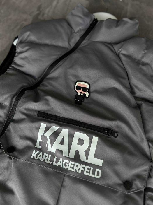 ЗНИЖКА‼️(L) та (XL) Karl Lagerfeld куртка жилетка карл лагерфілд сіра осіння куртка чоловіча парка пуфер курточка безрукавка жилет