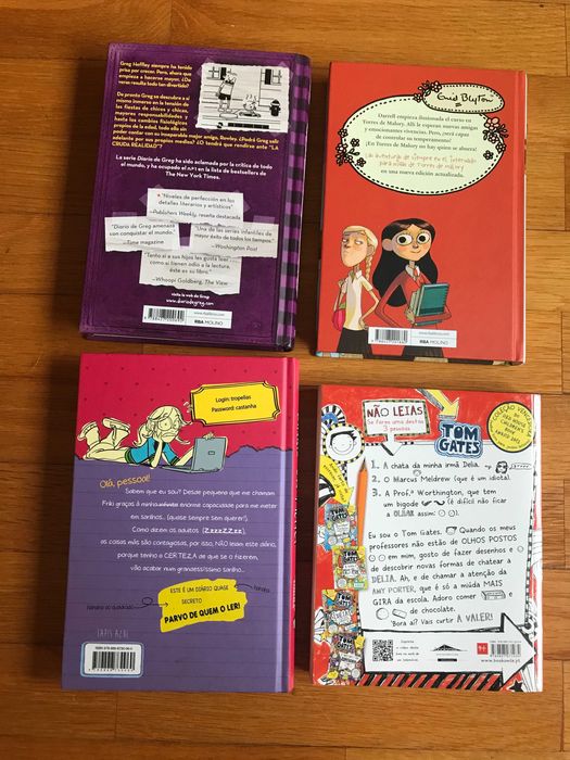 Diários Tom Gates, Friki, Greg, Enid Blyton (port e espanhol)