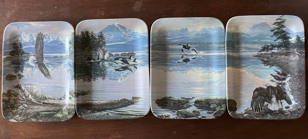 Pejzaż zlożony z sygnowanych talerzy