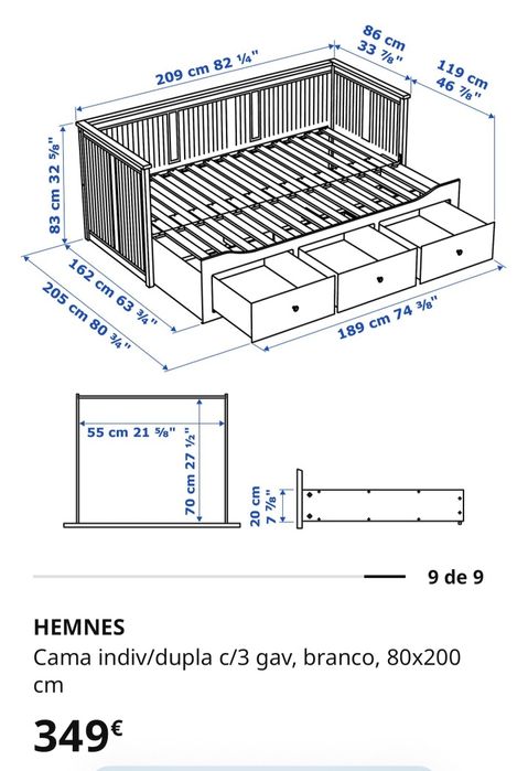 Cama Hemnes com gavetas