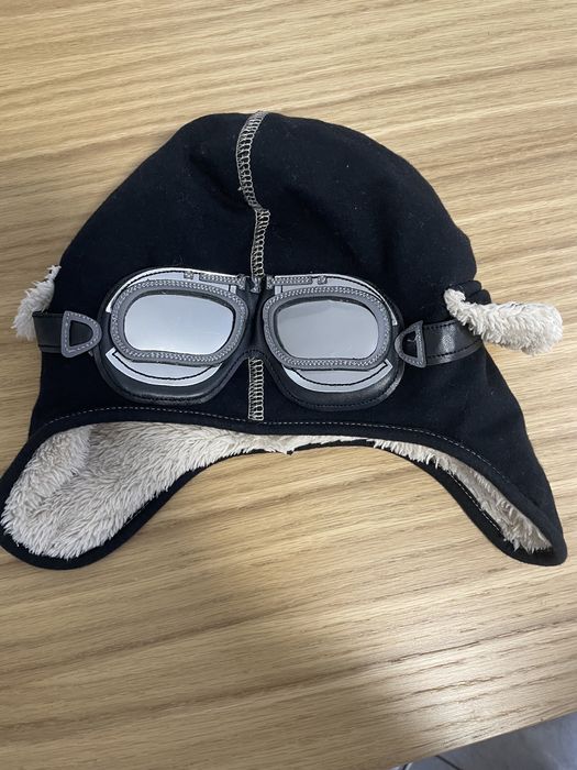 Czapka chłopieca -czarna pilotka zimowa