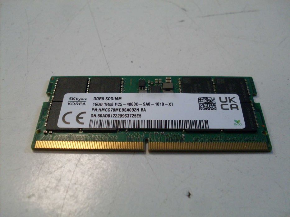 Pamięć DDR5 sodimm laptop Samsung lub Hynix 16GB PC5 4800B, gwarancja