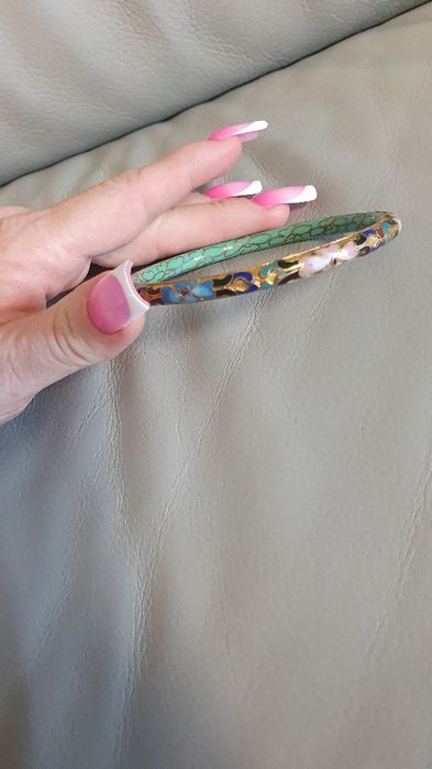 Antyczna azjatycka bransoletka z brązu Cloisonné