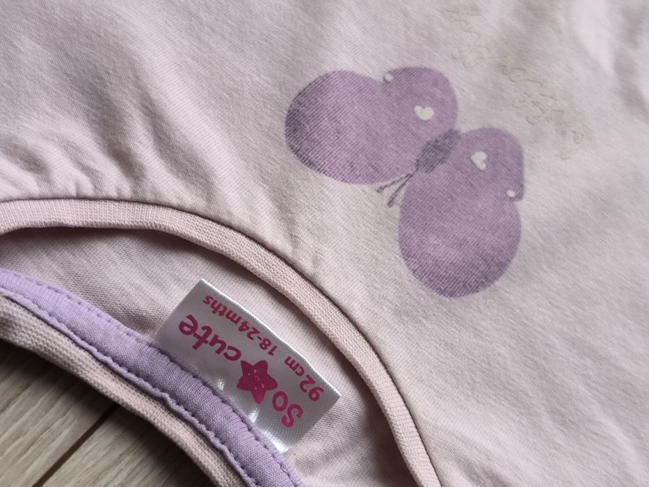 Dwa t-shirty 92 So Cute biała i pudrowy róż
