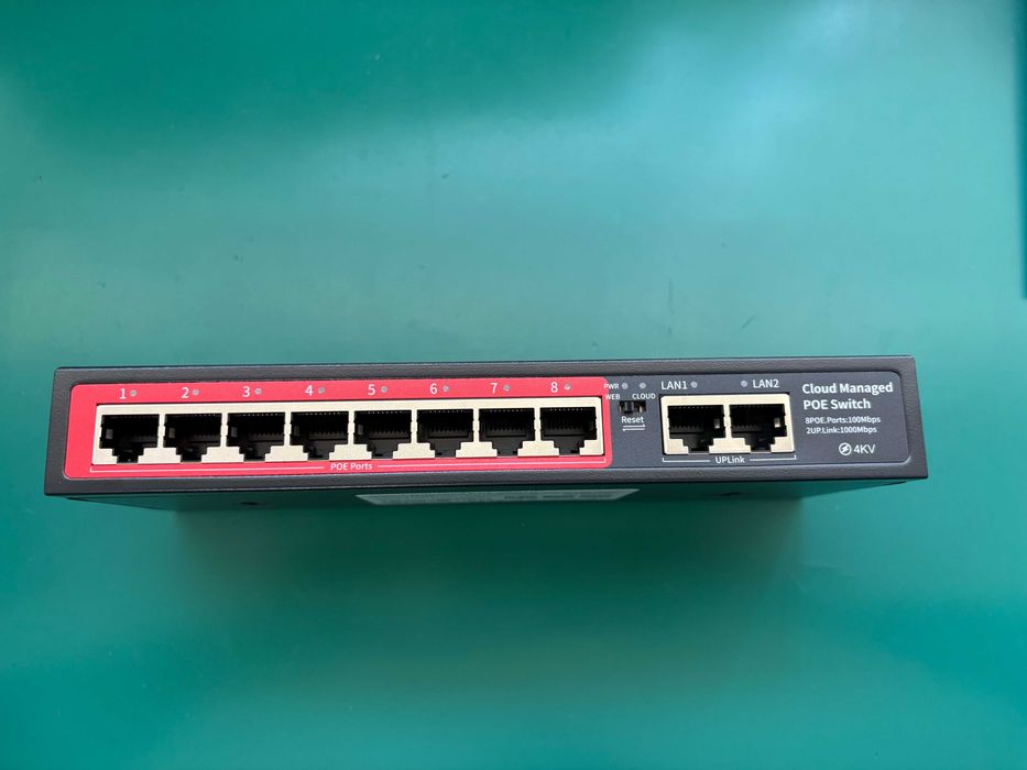 Poe Switch з хмарним керуванням, Комутатор поє PS110G 8+2 портів,48-52V, із зовнішнім б/ж для відеонагляду