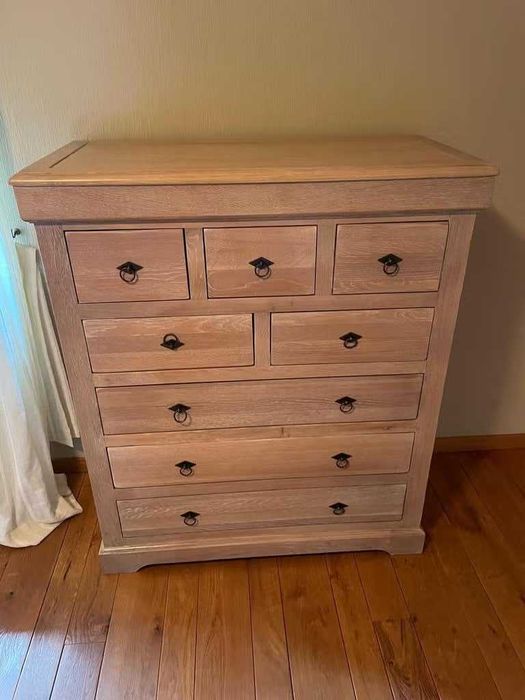 Solidna komoda z dębu, 9 szuflad, stan idealny