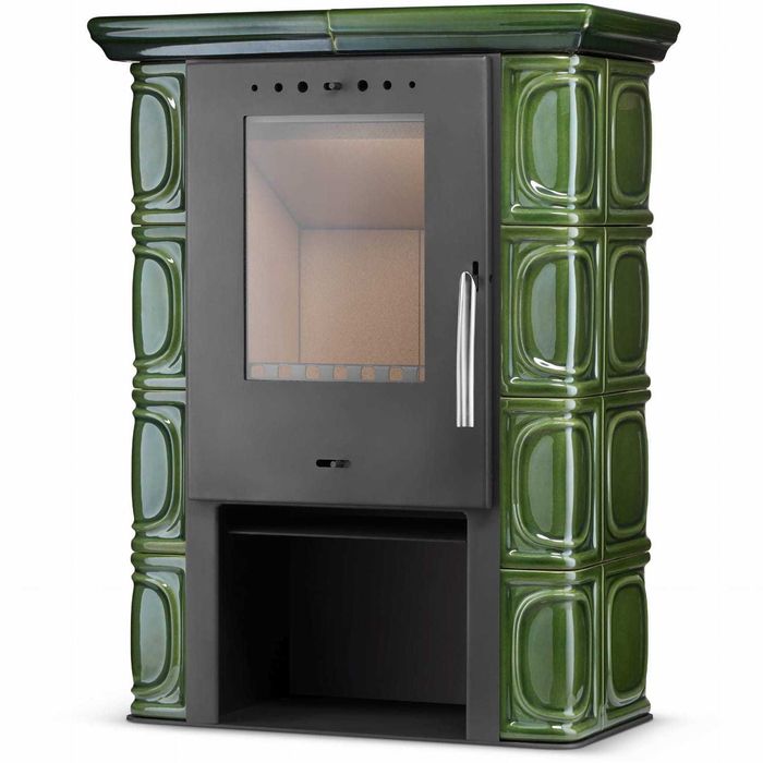 Piec kominek kaflowy koza ELDUR wkład kominkowy Zielony ECODESIGN 11kW