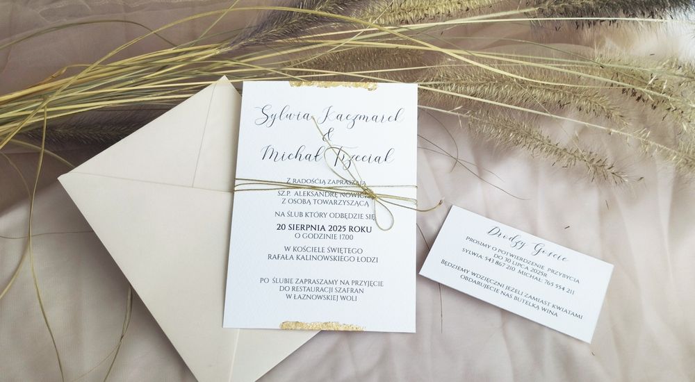 Zaproszenie na Ślub z złotem